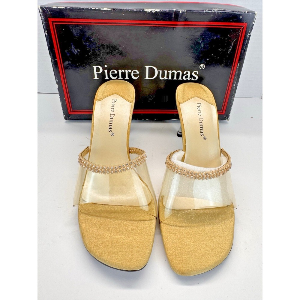 Pierre Dumas Gerrie Gold Transparent Heels Sandal Women's Size 8 M 15315 507